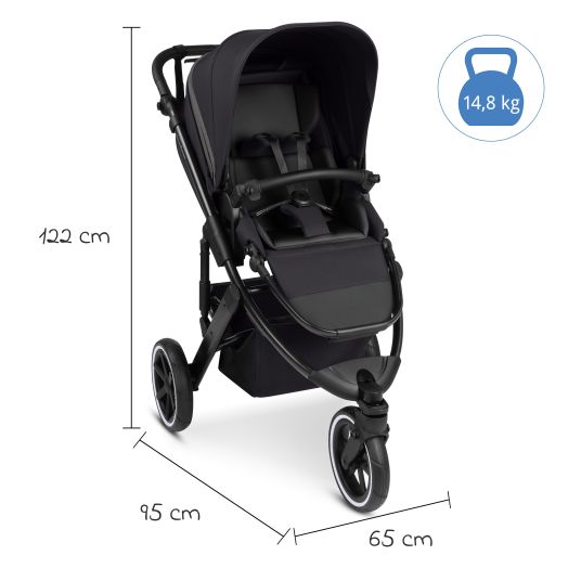 ABC Design Kombi-Kinderwagen Salsa 5 Run - inkl. Babywanne, Sportsitz, Sportzulassung, Luftbereifung, Sitzeinlage & Handbremse inkl. XXL-Zubehörpaket - Pure - Coal