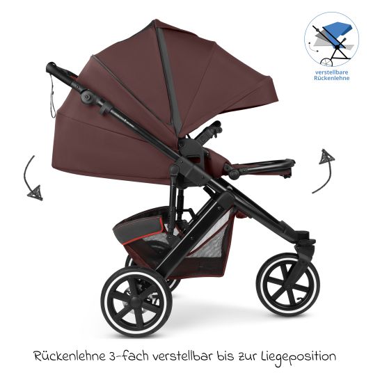 ABC Design Salsa 5 Run baby carriage - incl. carrycot, sports seat, sports approval, pneumatic tires, seat insert & handbrake incl. XXL accessory package - Umbra