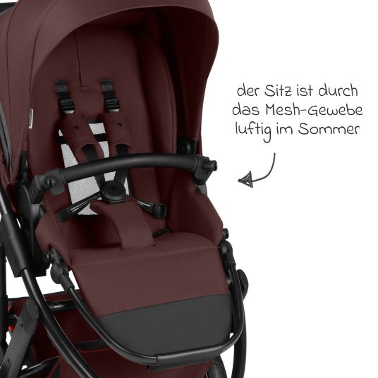 ABC Design Kombi-Kinderwagen Salsa 5 Run - inkl. Babywanne, Sportsitz, Sportzulassung, Luftbereifung, Sitzeinlage & Handbremse inkl. XXL-Zubehörpaket - Umbra