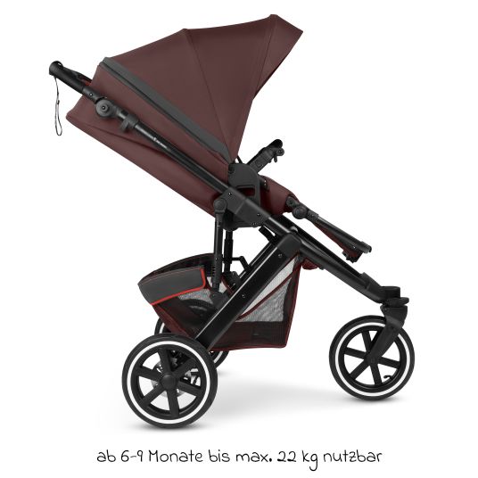 ABC Design Kombi-Kinderwagen Salsa 5 Run - inkl. Babywanne, Sportsitz, Sportzulassung, Luftbereifung, Sitzeinlage & Handbremse inkl. XXL-Zubehörpaket - Umbra