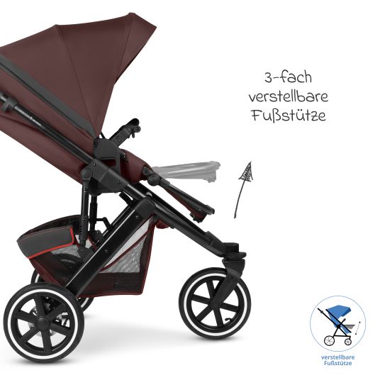 ABC Design Kombi-Kinderwagen Salsa 5 Run - inkl. Babywanne, Sportsitz, Sportzulassung, Luftbereifung, Sitzeinlage & Handbremse inkl. XXL-Zubehörpaket - Umbra