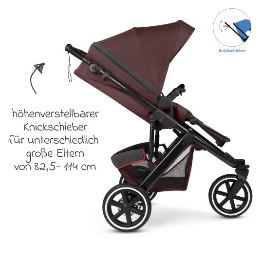 ABC Design Salsa 5 Run baby carriage - incl. carrycot, sports seat, sports approval, pneumatic tires, seat insert & handbrake incl. XXL accessory package - Umbra