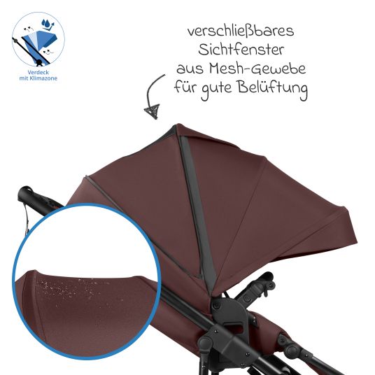 ABC Design Kombi-Kinderwagen Salsa 5 Run - inkl. Babywanne, Sportsitz, Sportzulassung, Luftbereifung, Sitzeinlage & Handbremse inkl. XXL-Zubehörpaket - Umbra