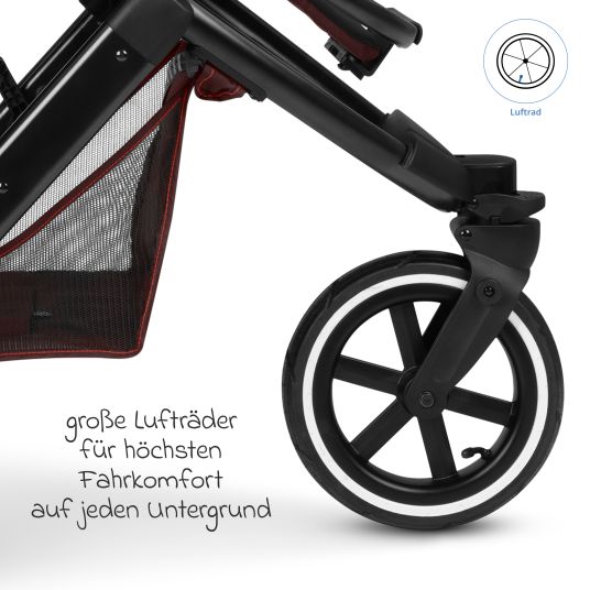 ABC Design Salsa 5 Run baby carriage - incl. carrycot, sports seat, sports approval, pneumatic tires, seat insert & handbrake incl. XXL accessory package - Umbra