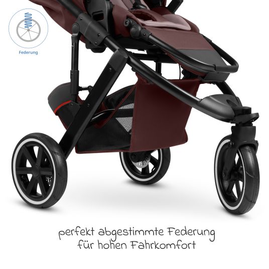 ABC Design Salsa 5 Run baby carriage - incl. carrycot, sports seat, sports approval, pneumatic tires, seat insert & handbrake incl. XXL accessory package - Umbra