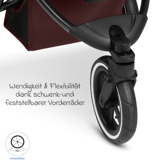 ABC Design Kombi-Kinderwagen Salsa 5 Run - inkl. Babywanne, Sportsitz, Sportzulassung, Luftbereifung, Sitzeinlage & Handbremse inkl. XXL-Zubehörpaket - Umbra