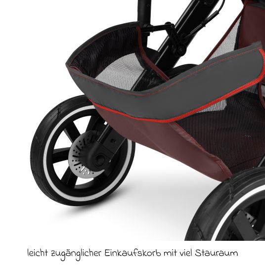 ABC Design Salsa 5 Run baby carriage - incl. carrycot, sports seat, sports approval, pneumatic tires, seat insert & handbrake incl. XXL accessory package - Umbra