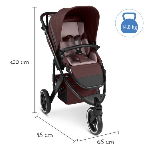 ABC Design Salsa 5 Run baby carriage - incl. carrycot, sports seat, sports approval, pneumatic tires, seat insert & handbrake incl. XXL accessory package - Umbra