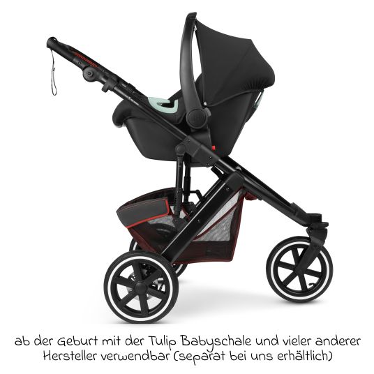 ABC Design Salsa 5 Run baby carriage - incl. carrycot, sports seat, sports approval, pneumatic tires, seat insert & handbrake incl. XXL accessory package - Umbra