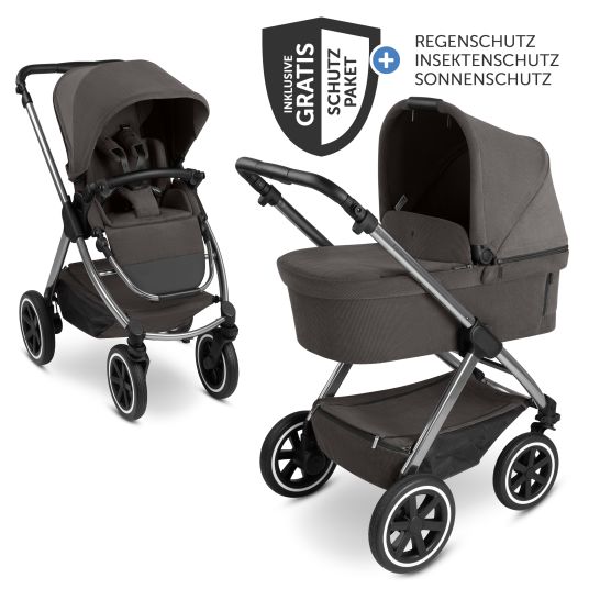 ABC Design Kombi-Kinderwagen Samba 2 inkl. Babywanne & Sportsitz mit XXL-Zubehörpaket - Almond