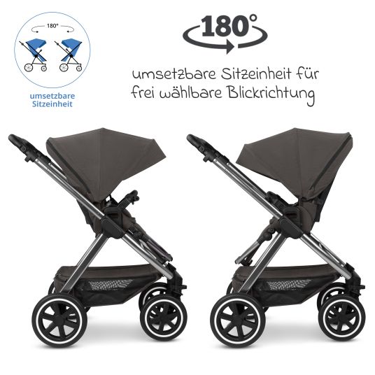 ABC Design Passeggino Samba 2 con navicella e seggiolino sportivo e pacchetto accessori XXL - Almond