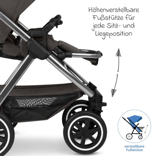 ABC Design Kombi-Kinderwagen Samba 2 inkl. Babywanne & Sportsitz mit XXL-Zubehörpaket - Almond