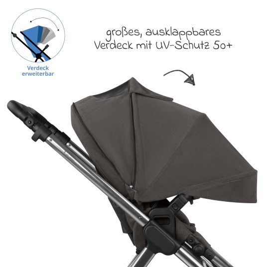 ABC Design Kombi-Kinderwagen Samba 2 inkl. Babywanne & Sportsitz mit XXL-Zubehörpaket - Almond