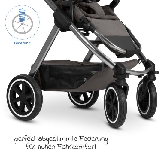 ABC Design Kombi-Kinderwagen Samba 2 inkl. Babywanne & Sportsitz mit XXL-Zubehörpaket - Almond