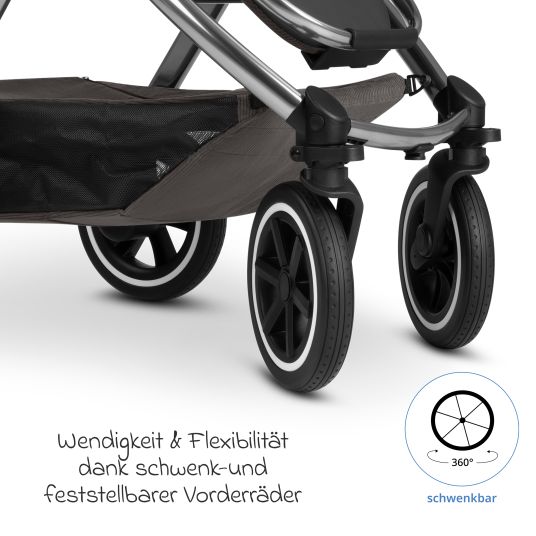 ABC Design Kombi-Kinderwagen Samba 2 inkl. Babywanne & Sportsitz mit XXL-Zubehörpaket - Almond