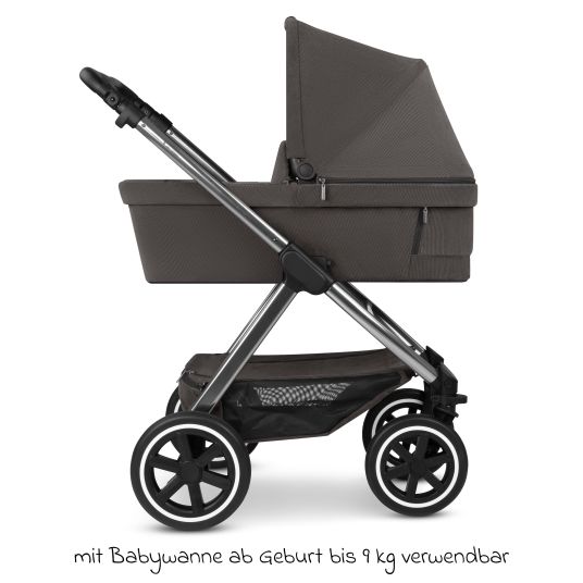 ABC Design Kombi-Kinderwagen Samba 2 inkl. Babywanne & Sportsitz mit XXL-Zubehörpaket - Almond