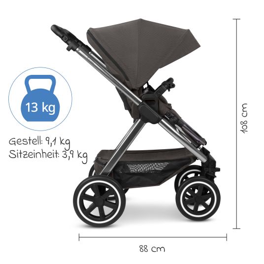 ABC Design Passeggino Samba 2 con navicella e seggiolino sportivo e pacchetto accessori XXL - Almond