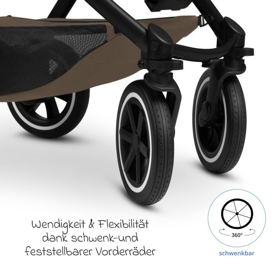 ABC Design Samba 2 baby carriage incl. carrycot & sports seat with XXL accessory pack - Dark Brown