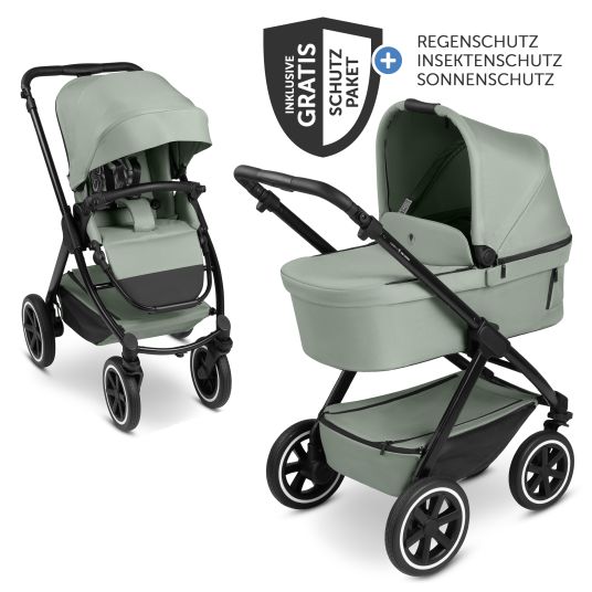 ABC Design Kombi-Kinderwagen Samba 2 inkl. Babywanne & Sportsitz mit XXL-Zubehörpaket - Pine