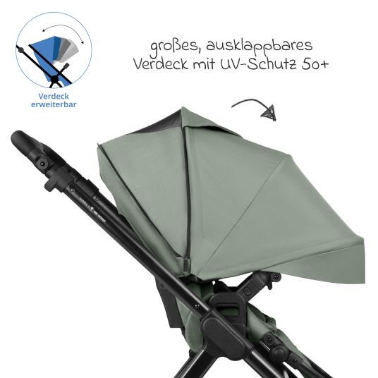 ABC Design Kombi-Kinderwagen Samba 2 inkl. Babywanne & Sportsitz mit XXL-Zubehörpaket - Pine