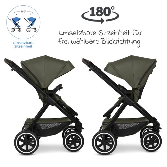 ABC Design Kombi-Kinderwagen Samba 2 inkl. Babywanne & Sportsitz mit XXL-Zubehörpaket - Pure - Avocado