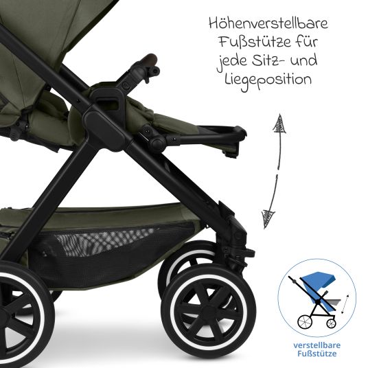 ABC Design Kombi-Kinderwagen Samba 2 inkl. Babywanne & Sportsitz mit XXL-Zubehörpaket - Pure - Avocado