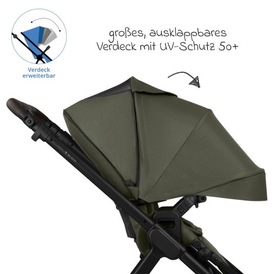 ABC Design Kombi-Kinderwagen Samba 2 inkl. Babywanne & Sportsitz mit XXL-Zubehörpaket - Pure - Avocado