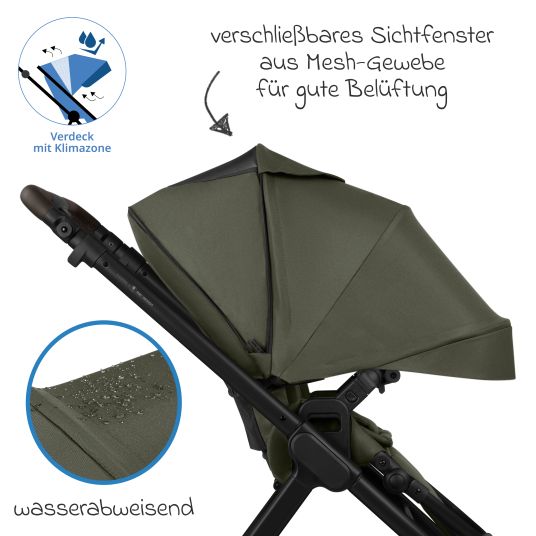 ABC Design Kombi-Kinderwagen Samba 2 inkl. Babywanne & Sportsitz mit XXL-Zubehörpaket - Pure - Avocado