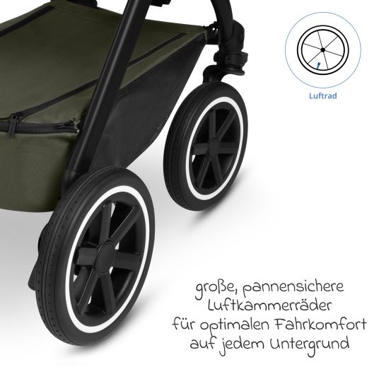 ABC Design Kombi-Kinderwagen Samba 2 inkl. Babywanne & Sportsitz mit XXL-Zubehörpaket - Pure - Avocado