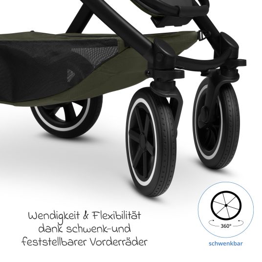 ABC Design Kombi-Kinderwagen Samba 2 inkl. Babywanne & Sportsitz mit XXL-Zubehörpaket - Pure - Avocado