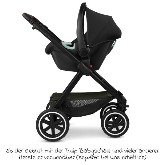 ABC Design Kombi-Kinderwagen Samba 2 inkl. Babywanne & Sportsitz mit XXL-Zubehörpaket - Pure - Avocado