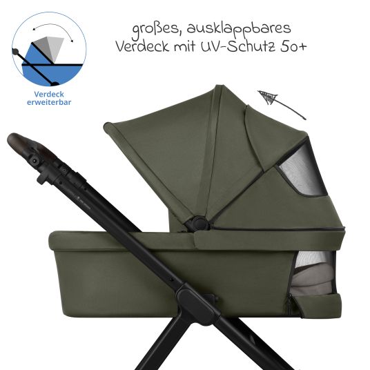 ABC Design Kombi-Kinderwagen Samba 2 inkl. Babywanne & Sportsitz mit XXL-Zubehörpaket - Pure - Avocado