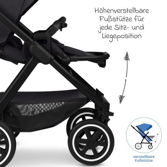 ABC Design Kombi-Kinderwagen Samba 2 inkl. Babywanne & Sportsitz mit XXL-Zubehörpaket - Pure - Coal