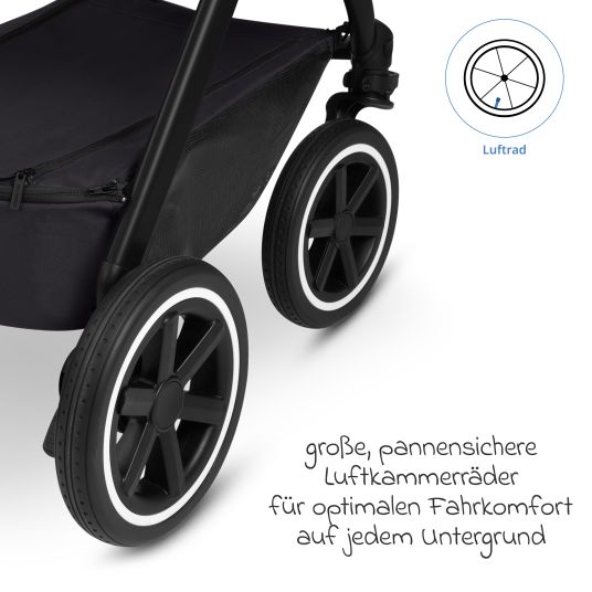 ABC Design Passeggino Samba 2 con navicella e seggiolino sportivo e pacchetto accessori XXL - Pure - Coal