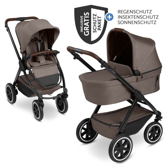 ABC Design Passeggino Samba 2 con navicella e seggiolino sportivo e pacchetto accessori XXL - Pure - Nature