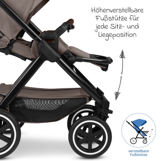 ABC Design Passeggino Samba 2 con navicella e seggiolino sportivo e pacchetto accessori XXL - Pure - Nature