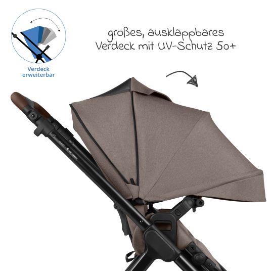 ABC Design Kombi-Kinderwagen Samba 2 inkl. Babywanne & Sportsitz mit XXL-Zubehörpaket - Pure - Nature