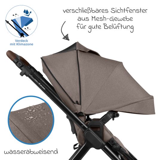 ABC Design Kombi-Kinderwagen Samba 2 inkl. Babywanne & Sportsitz mit XXL-Zubehörpaket - Pure - Nature