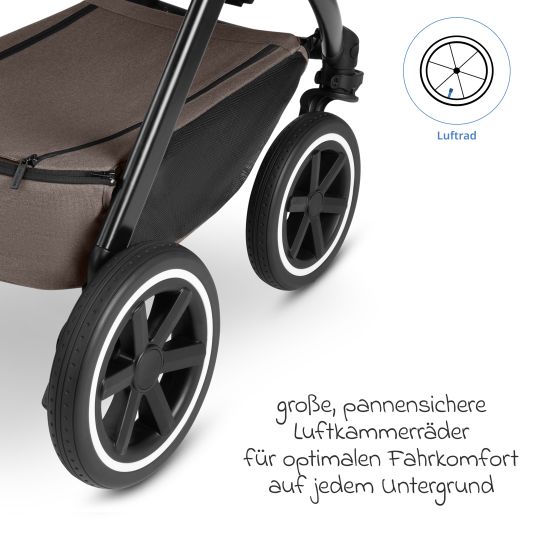 ABC Design Kombi-Kinderwagen Samba 2 inkl. Babywanne & Sportsitz mit XXL-Zubehörpaket - Pure - Nature