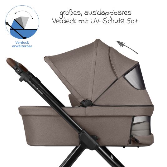 ABC Design Kombi-Kinderwagen Samba 2 inkl. Babywanne & Sportsitz mit XXL-Zubehörpaket - Pure - Nature