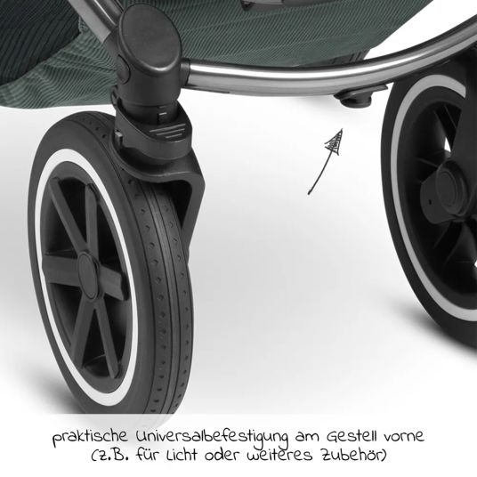 ABC Design Kombi-Kinderwagen Samba - inkl. Babywanne & Sportsitz mit XXL Zubehörpaket - Aloe