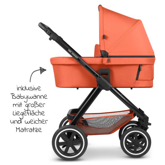 ABC Design Kombi-Kinderwagen Samba - inkl. Babywanne & Sportsitz mit XXL Zubehörpaket - Carrot