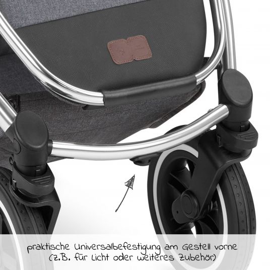 ABC Design Kombi-Kinderwagen Samba - inkl. Babywanne & Sportsitz mit XXL Zubehörpaket - Diamond Edition - Asphalt