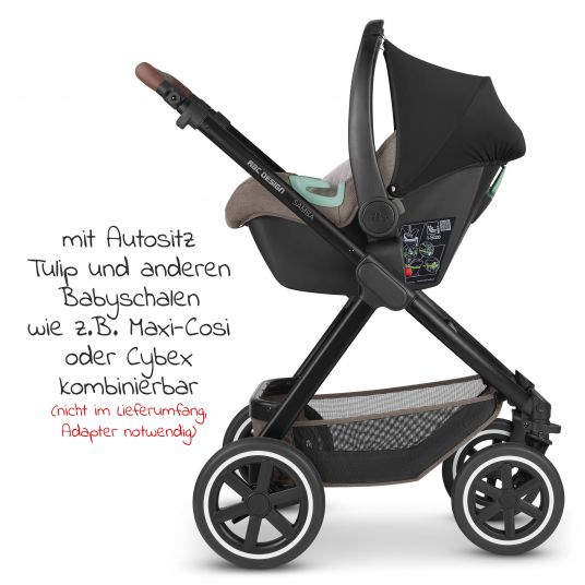 ABC Design Kombi-Kinderwagen Samba - inkl. Babywanne & Sportsitz mit XXL Zubehörpaket - Pure Edition - Nature
