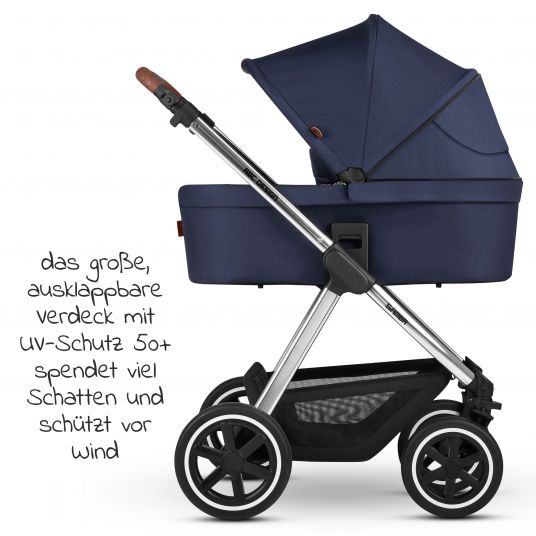 ABC Design Kombi-Kinderwagen Samba - inkl. Babywanne, Sportsitz & XXL Zubehörpaket - Diamond Edition - Navy
