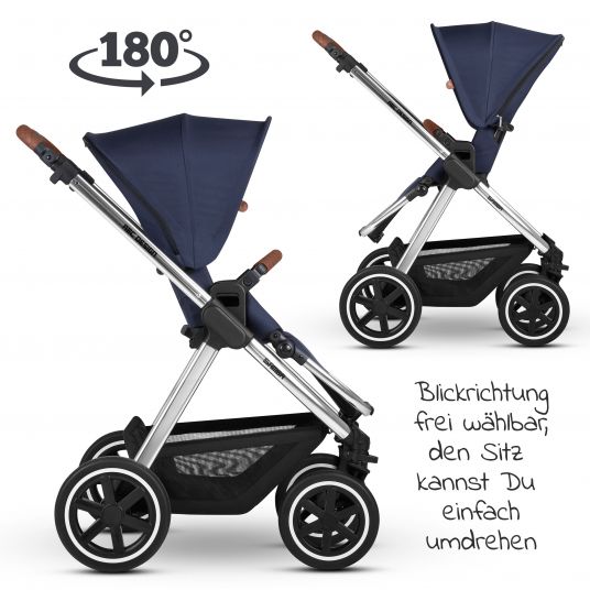 ABC Design Kombi-Kinderwagen Samba - inkl. Babywanne, Sportsitz & XXL Zubehörpaket - Diamond Edition - Navy