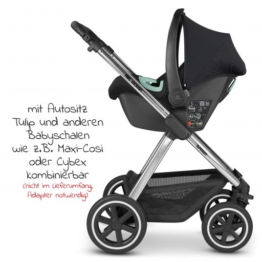 ABC Design Kombi-Kinderwagen Samba Set - inkl. Babywanne, Sportsitz, Wickeltasche und Fußsack - Diamond Edition - Black Dots