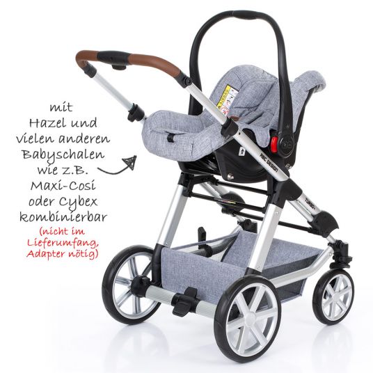 ABC Design Kombi-Kinderwagen Turbo 4 - inkl. Babywanne & Sportsitz - Graphite Grey