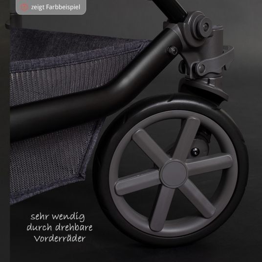 ABC Design Turbo 4 Combi Stroller - incl. Carrycot & Sport Seat - Graphite Grey