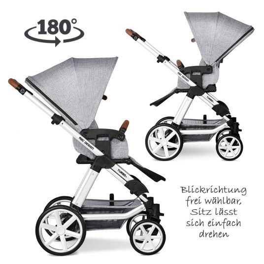 ABC Design Kombi-Kinderwagen Turbo 4 - inkl. Babywanne & Sportsitz - Graphite Grey